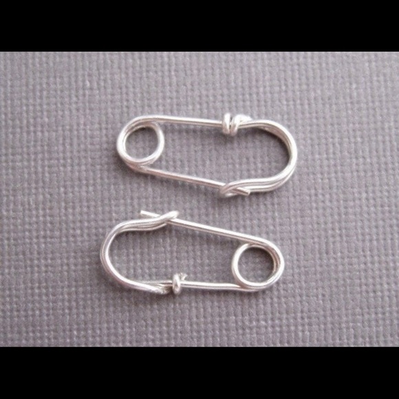 Sterling Silver Safety Pin Earrings, Artisan Crafted - Picture 3 of 6